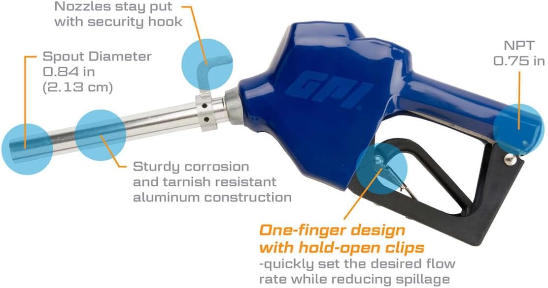 GPI - 3/4" NPT Straight Spout Automatic Unleaded Nozzle (GPI Genuine Accessory 110121-8)